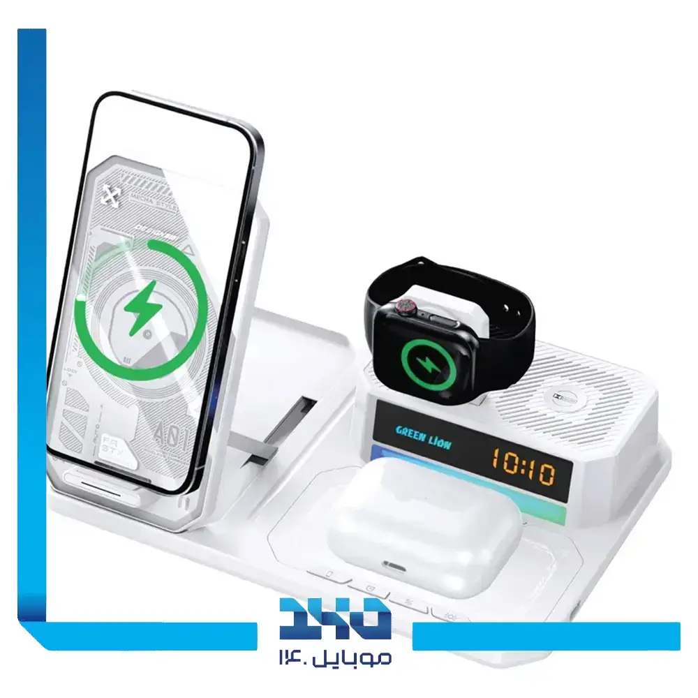 شارژر وایرلس و اسپیکر 6 در 1 گرین لاین مدل Multifunctional Wireless Charger