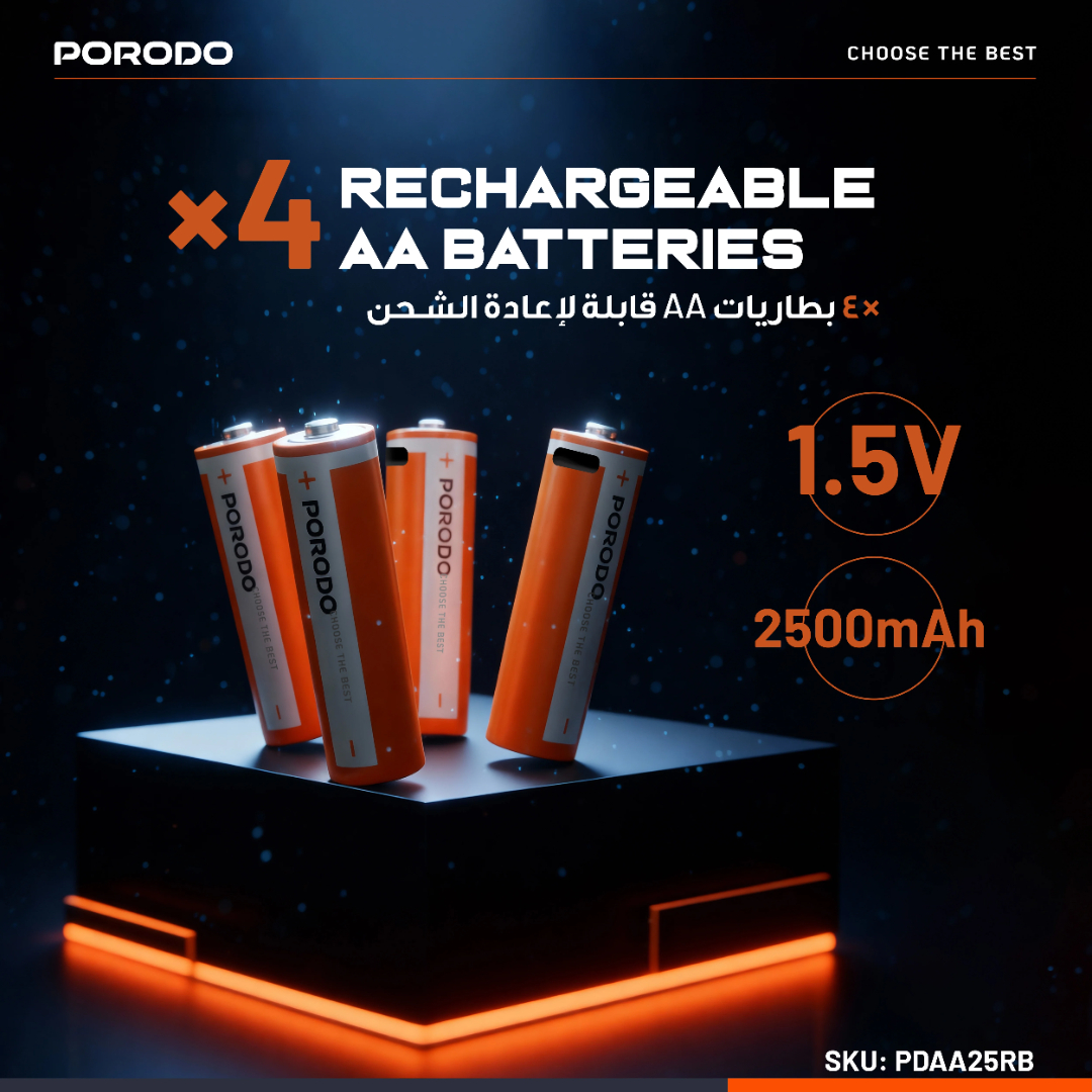 پک 4 عددی باتری قلمی شارژی لیتیومی پرودو مدل (PDAA25RB) ظرفیت 2500mWh