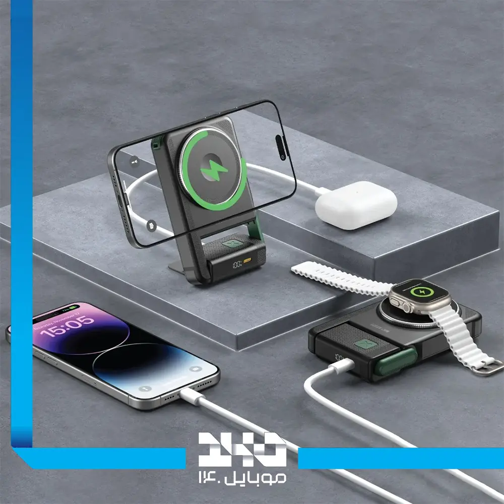 پاوربانک 10000 میلیآمپر گرین لاین مدل Rotex Magsafe
