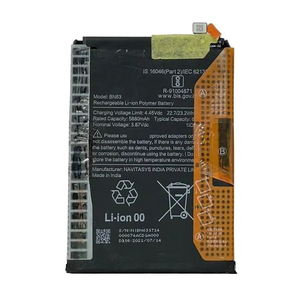 باتری گوشی شیائومی Redmi 10 و 10 Prime ظرفیت 6000 میلیآمپر مدل (BN63) | اصل