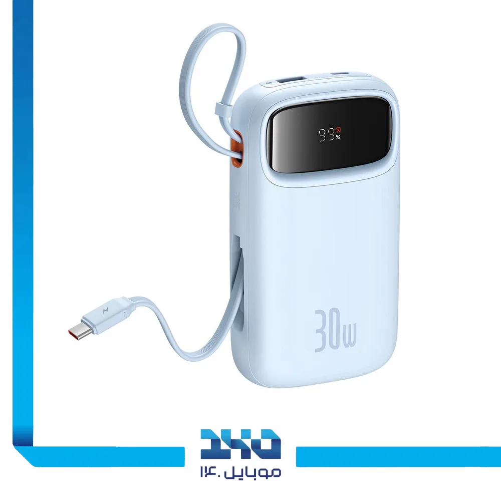 پاوربانک بیسوس 10000 mAh مدل Qpow2-30w Dual Cable