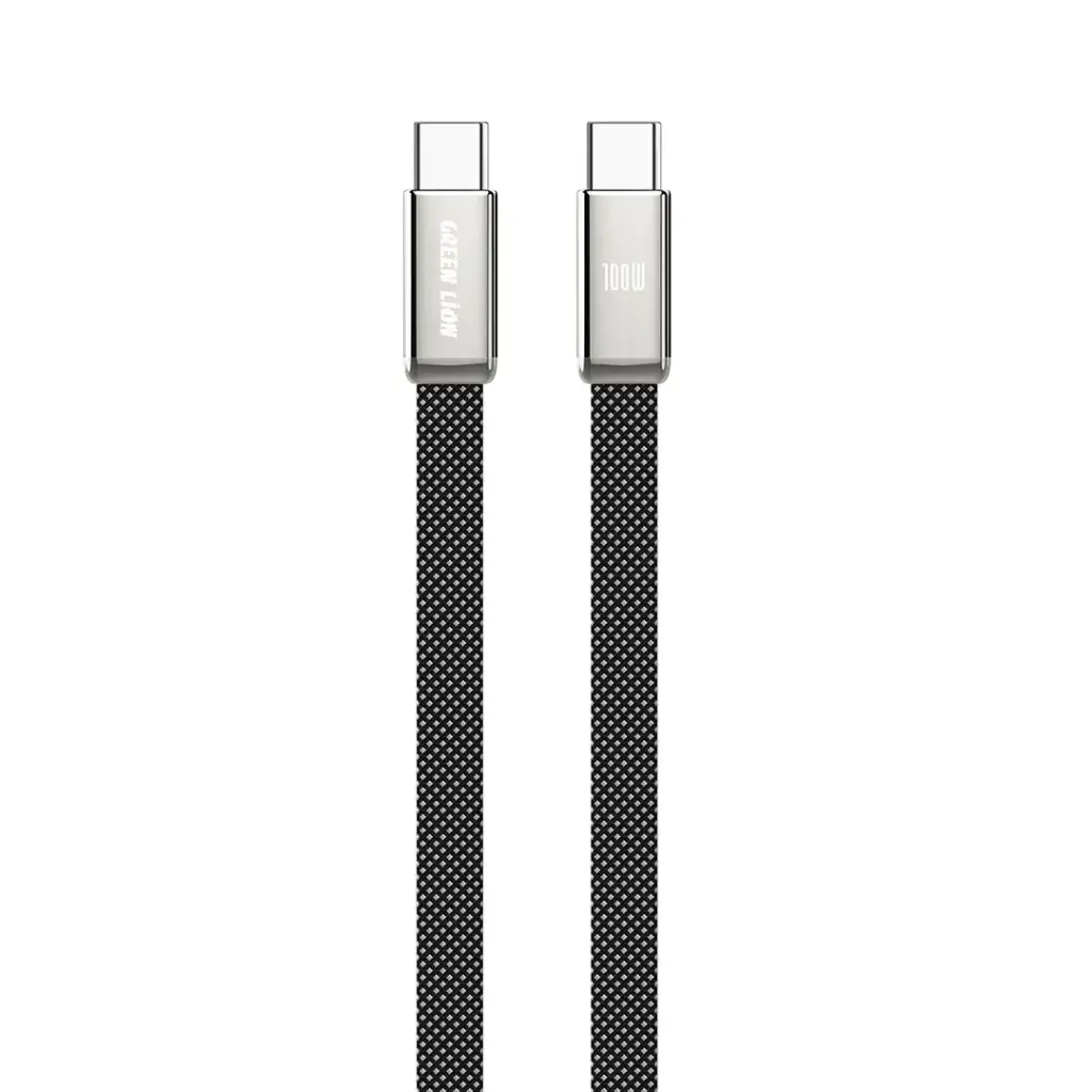 کابل شارژ گرین لاین مدل (Ultra-Thin Braided USB-C to USB-C) توان 100 وات