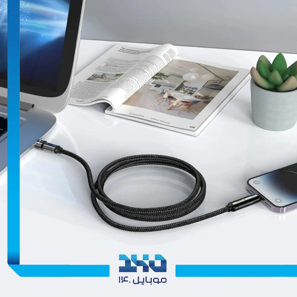 کابل 4 در 1 گرین لاین با LED روکش Braided توان 60 وات