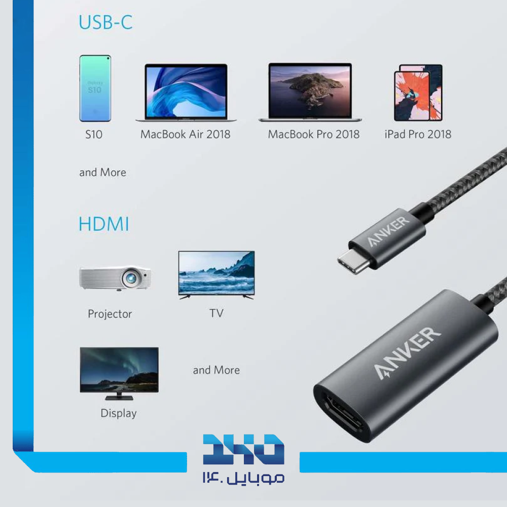 مبدل تایپ سی به HDMI انکر مدل A8312