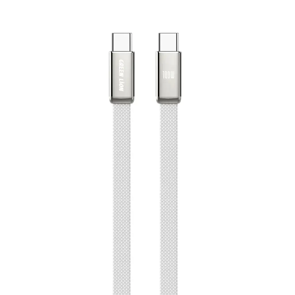 کابل شارژ گرین لاین مدل (Ultra-Thin Braided USB-C to USB-C) توان 100 وات
