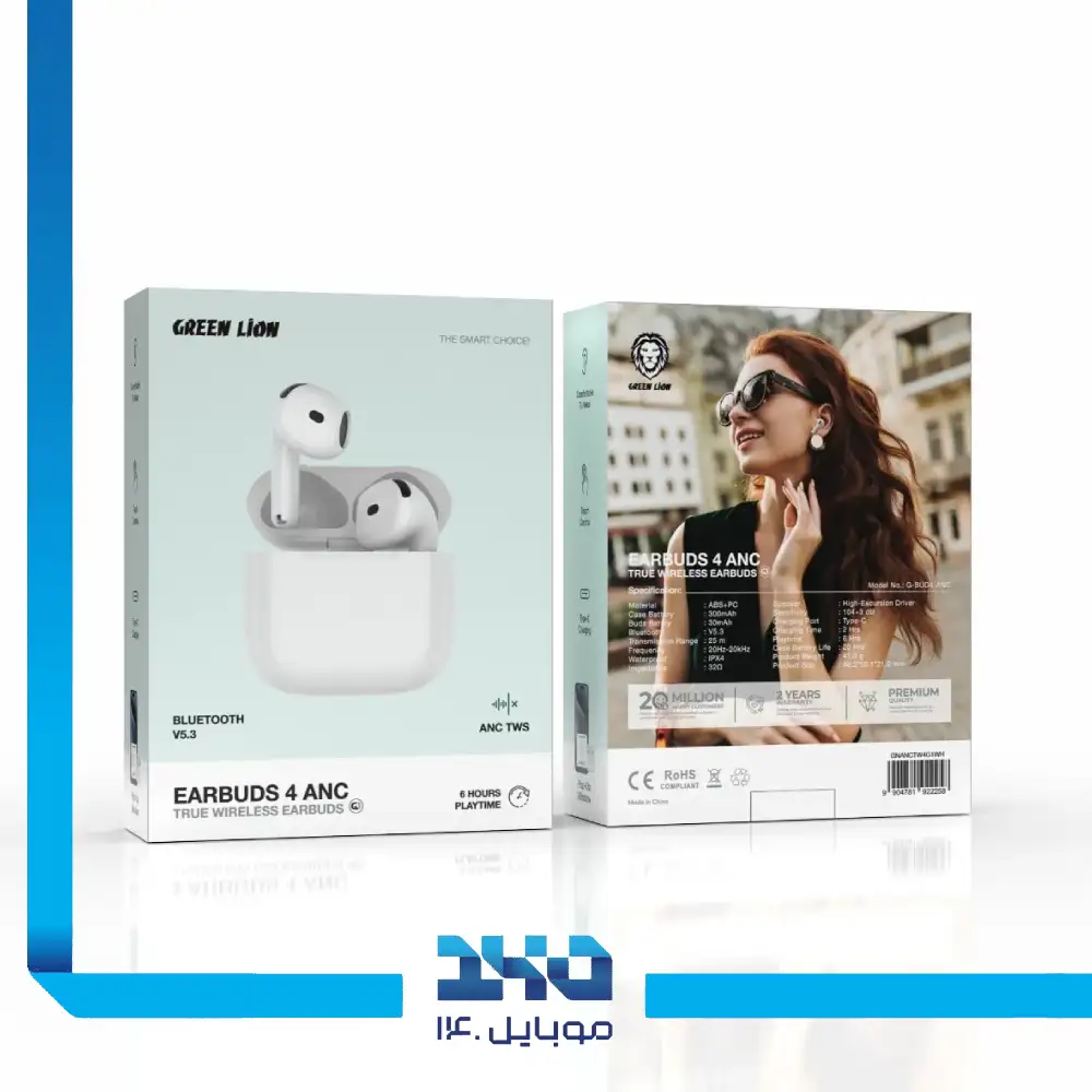 هندزفری بیسیم گرین لاین با نویز کنسلینگ (ANC) مدل (Earbuds 4 ANC)