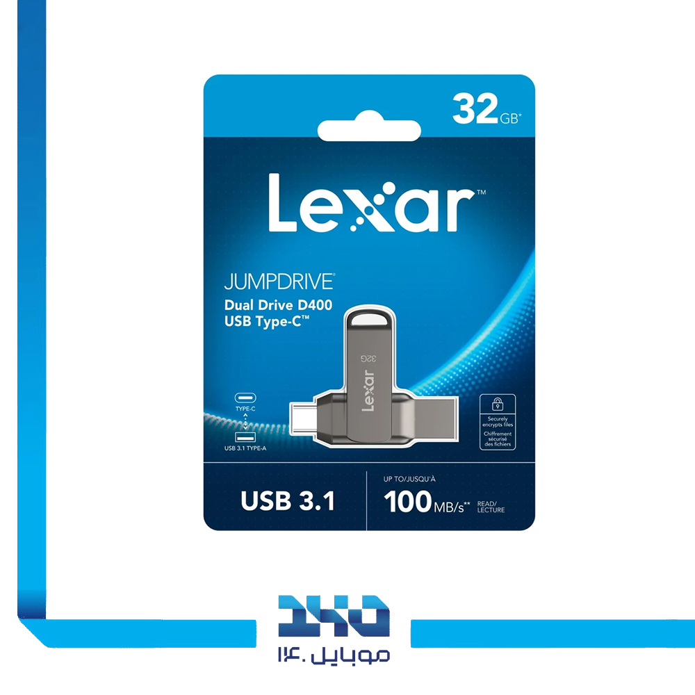 فلش مموری لکسار مدل JumpDrive Dual Drive (D400) ظرفیت 32 گیگابایت