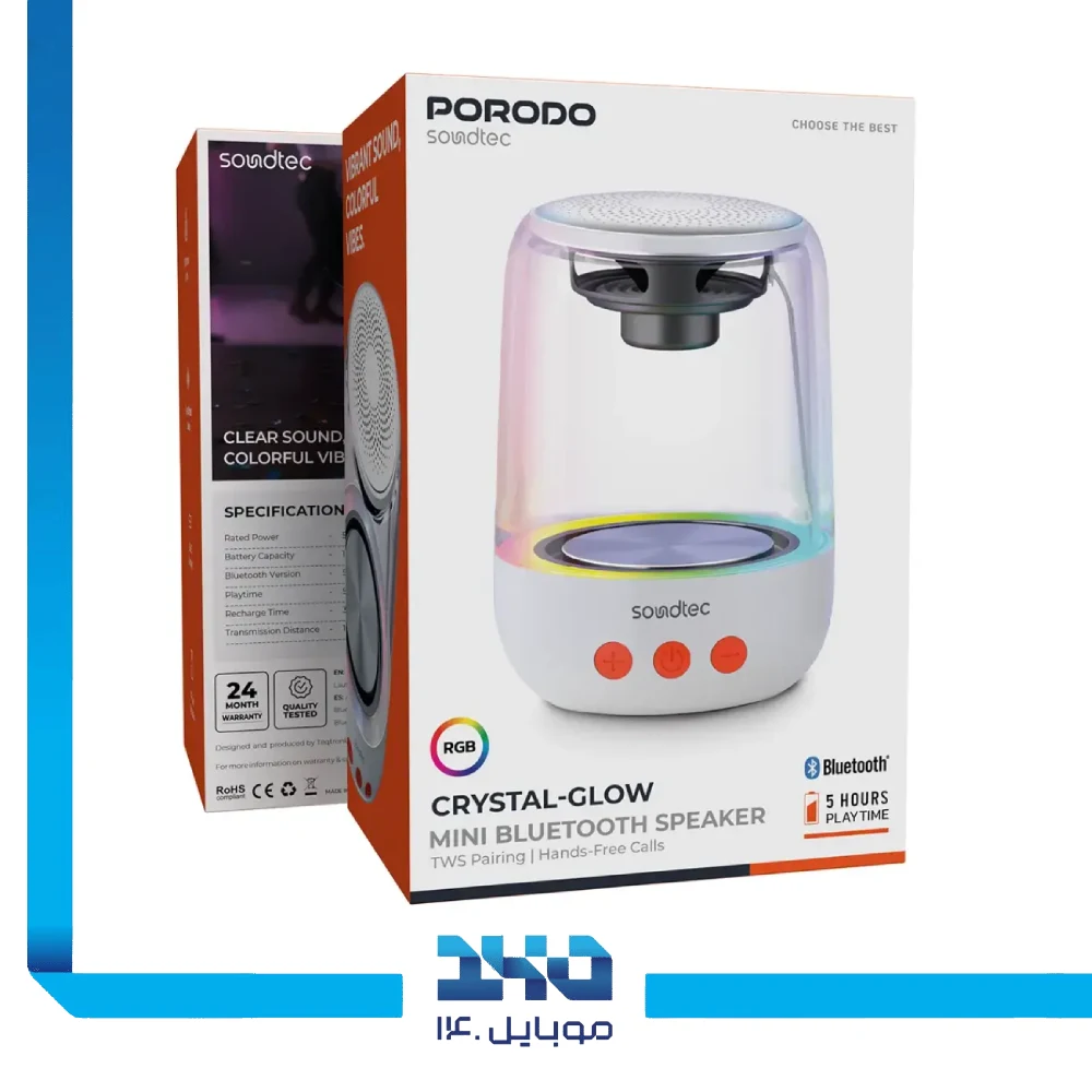مینی اسپیکر بلوتوثی پرودو مدل Soundtec Crystal-Glow