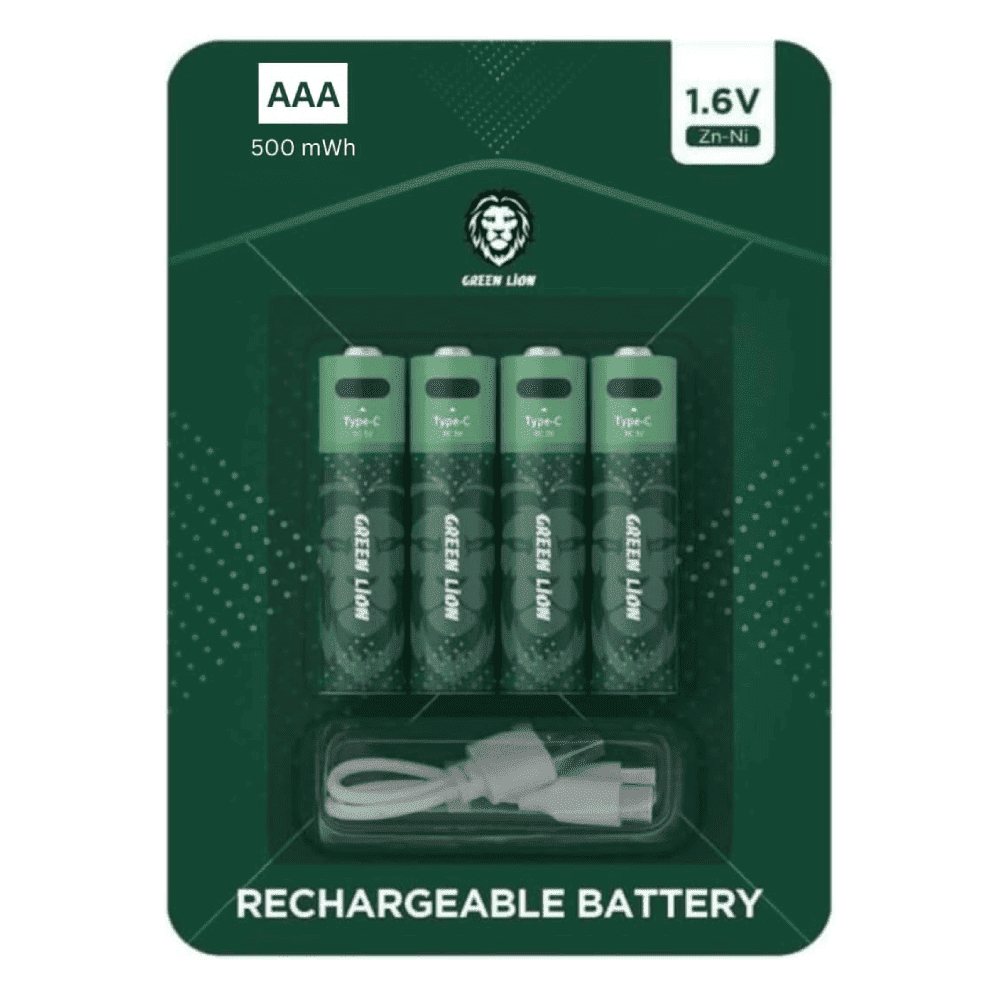 پک 4 تایی باتری نیم قلمی شارژی گرین لاین مدل Rechargeable AAA