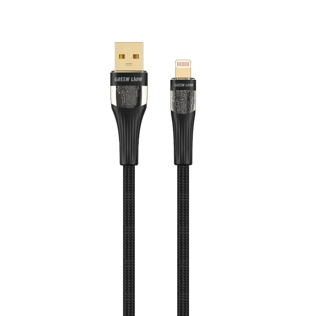 کابل تبدیل شفاف USB-A به لایتنینگ گرین لاین با نشانگر LED