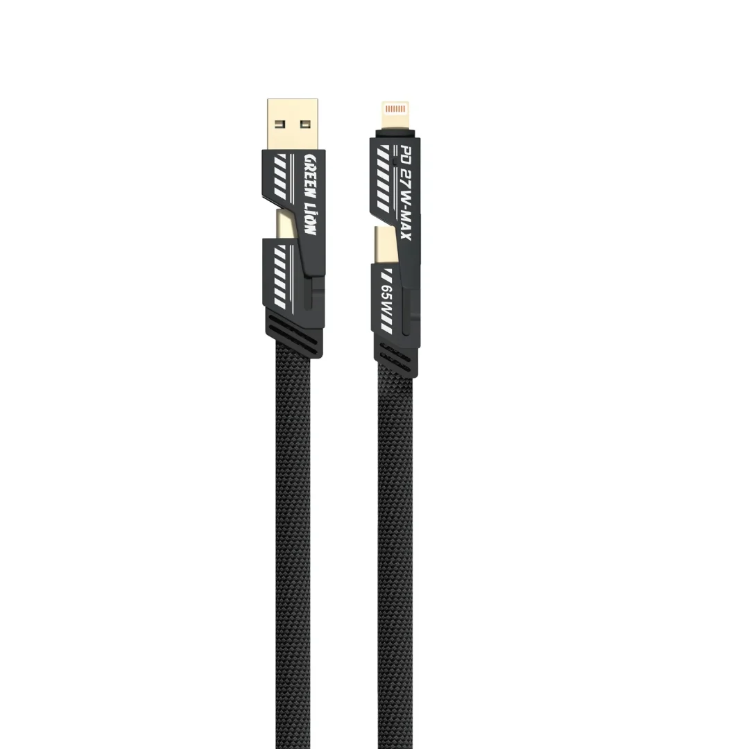 کابل تبدیل 2 در 2 گرین لاین با ورودی USB-A و USB-C و خروجی USB-C و لایتنینگ، 1.2 متری