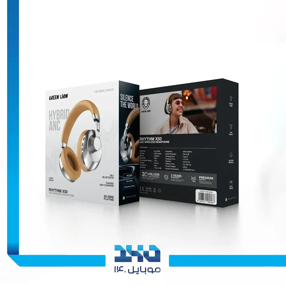 هدفون بی‌سیم گرین لاین با نویز کنسلینگ مدل (Rhythm X50)