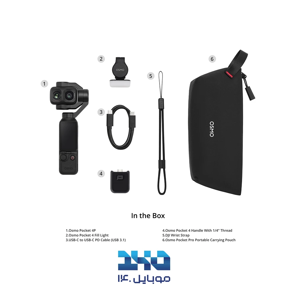 دوربین فیلم‌برداری گیمبال‌دار دی‌جی‌آی مدل Osmo Pocket 4P نسخه Standard Combo