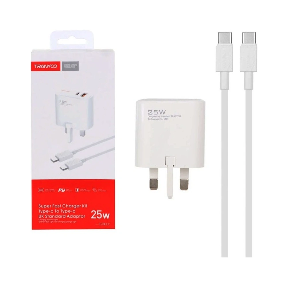 شارژر دیواری 25 وات ترانیو مدل UK1C با کابل USB-C