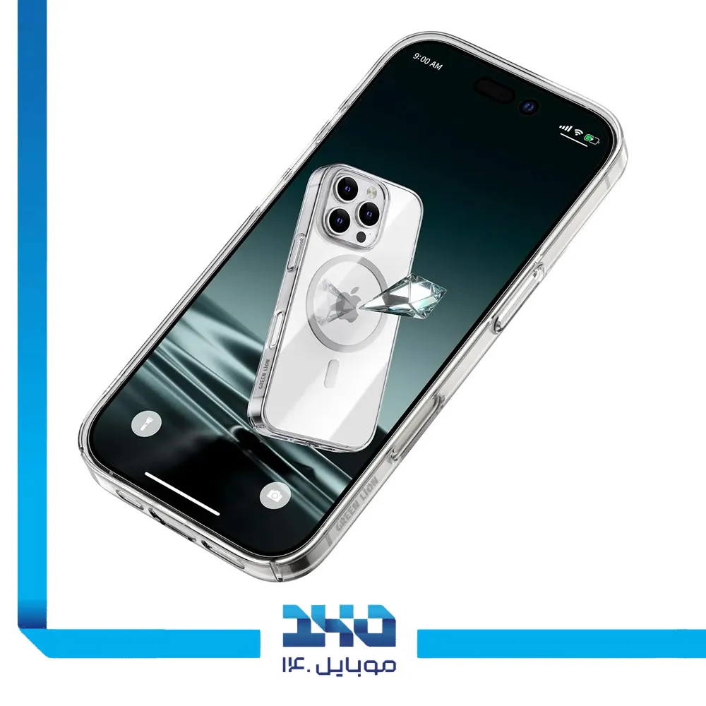 قاب گوشی آیفون 16 پرو مکس مدل Green Lion Magsafe Delgado شفاف