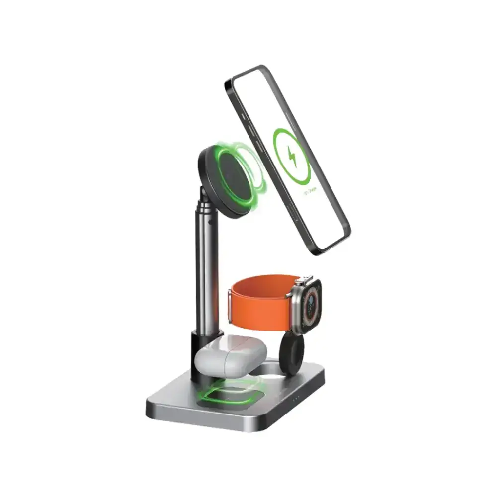 استند شارژر وایرلس 3 در 1 گرین لاین مدل Telescopic Wireless Charger