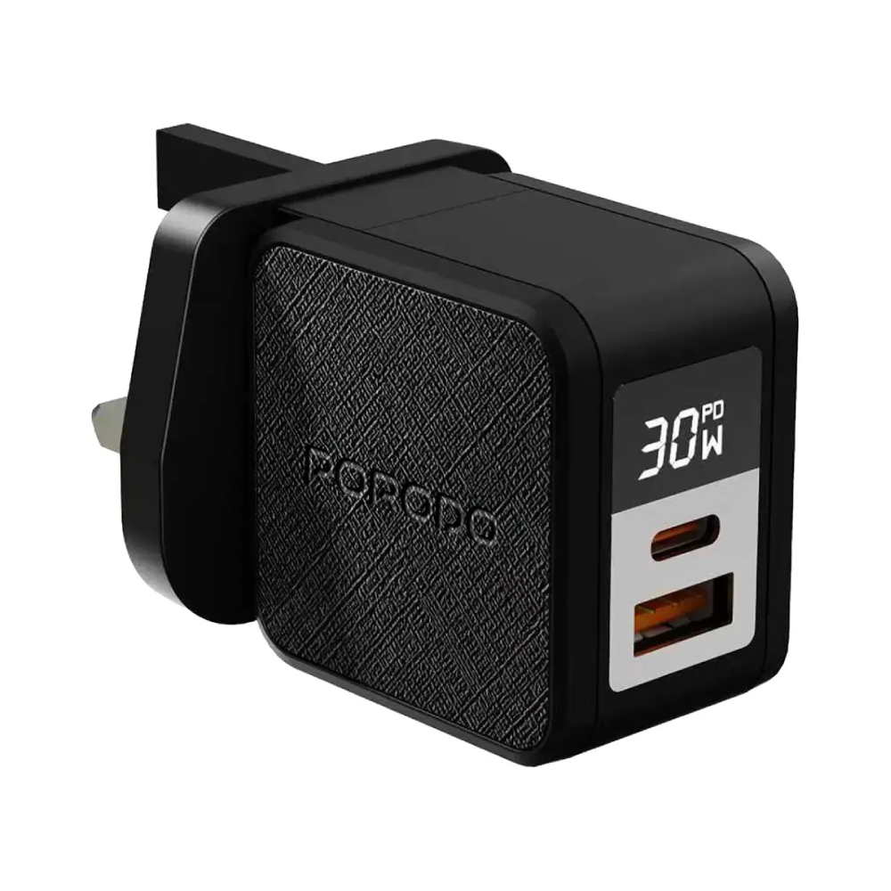 شارژر دیواری 30 وات پرودو مدل Quantum با کابل تایپ سی به لایتنینگ