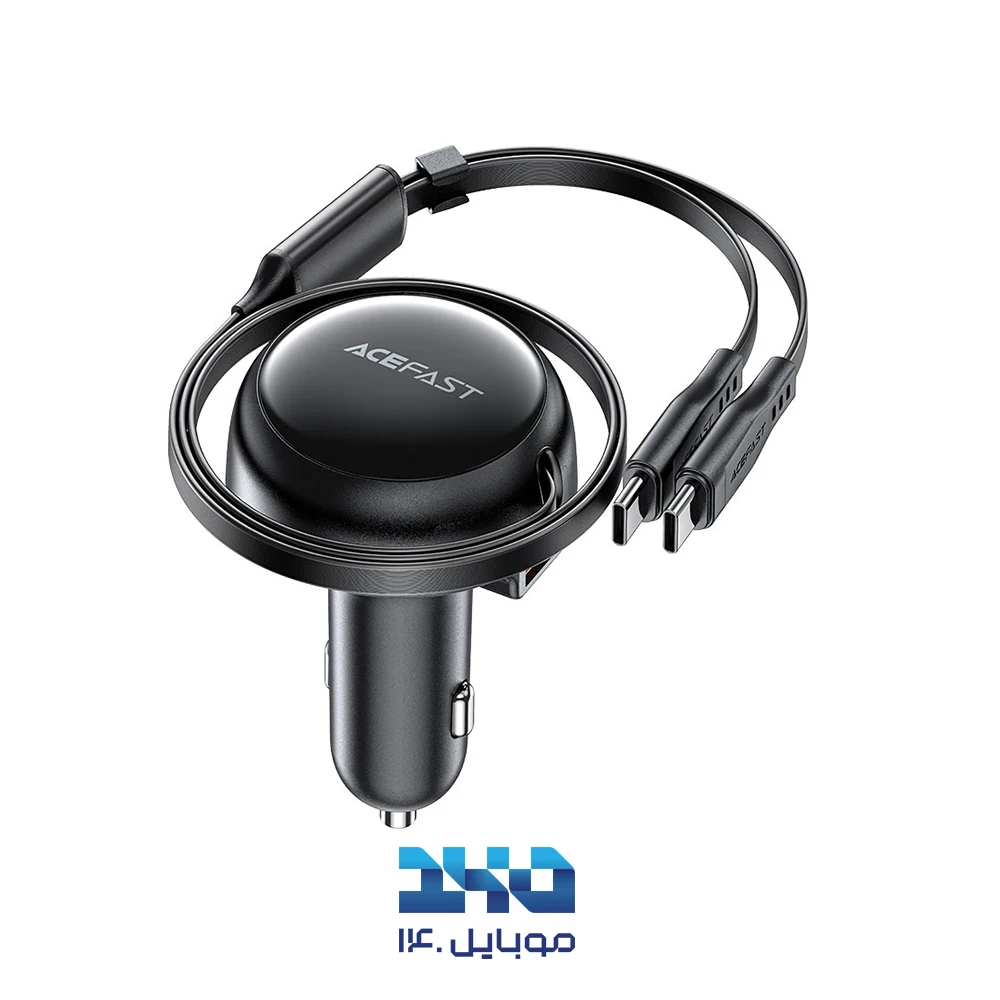 شارژر فندکی 53 وات ایس فست مدل B13 با کابل متصل جمعشونده دو سر USB-C