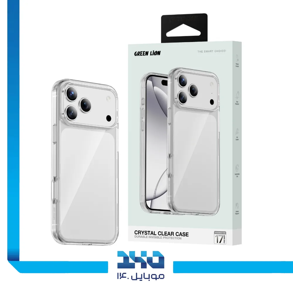 قاب گوشی آیفون 17 پرو مدل Green Lion Crystal Clear Case شفاف
